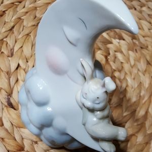 Nursery Lamp / vtg bunny & moon